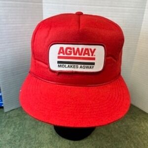 Vintage Agway Midlakes Agway Red Trucker Hat Snapback Cap Capital Tag Mens‎ OSFM